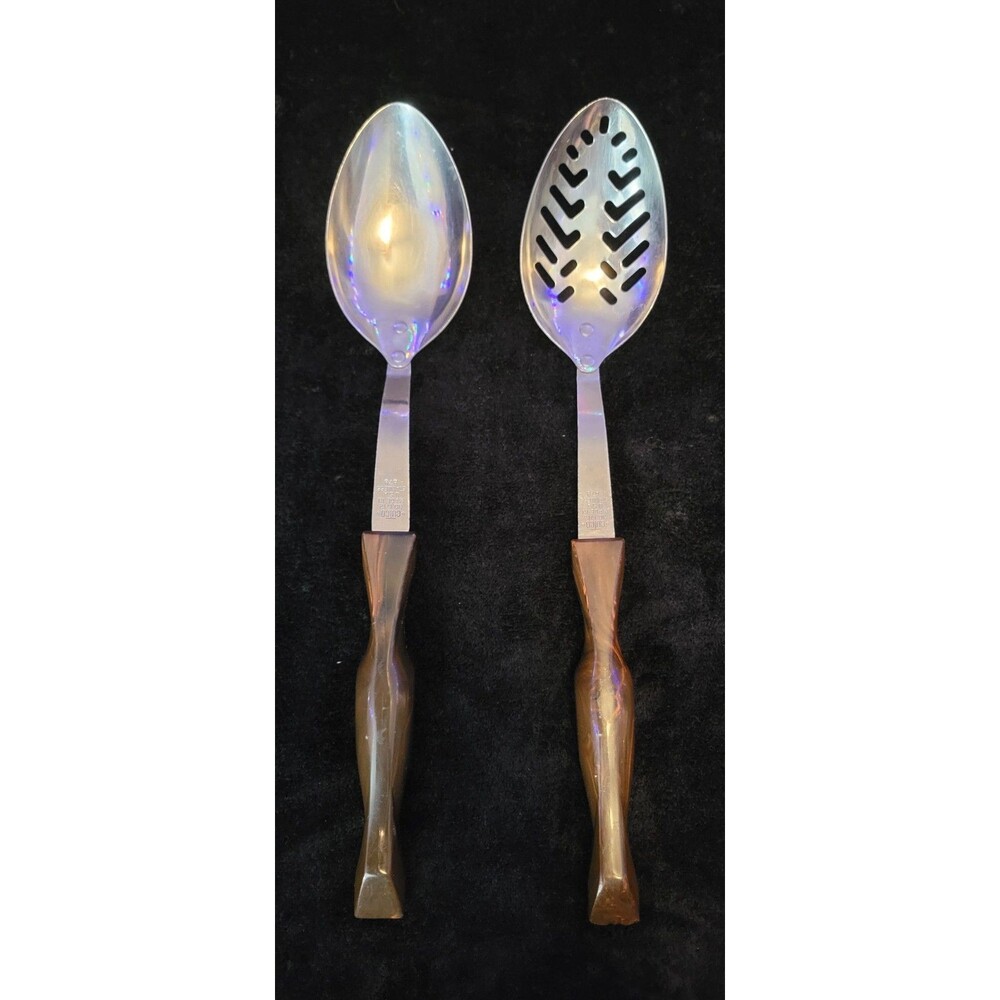 CuTco Serving Spoon Set Slotted Spoon Stainless Steel Made in USA Vintage